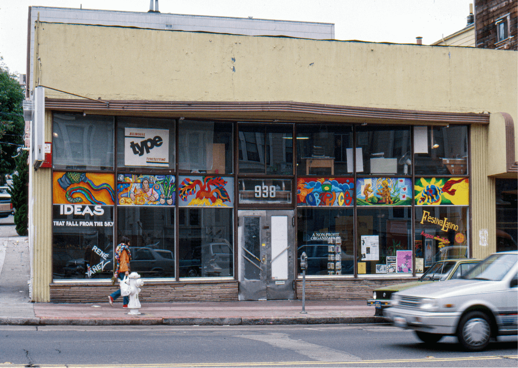 LA RAZA GRAPHICS MURALS, acrylic on wood panels, Juana Alicia and students Bob Thawley, Silvia Soriano, et al. 1985